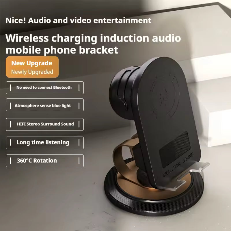 Basix Induction Speaker Phone Holder Multi-functional Wireless Induction Audio Phone Holder for iPhone Android Inductio Playback
